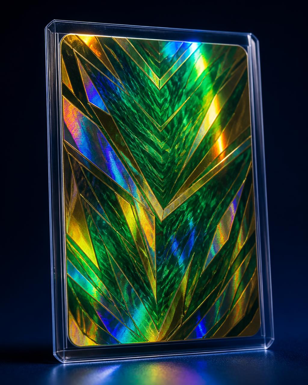 Carte à collectionner holographique dans sa pochette rigide